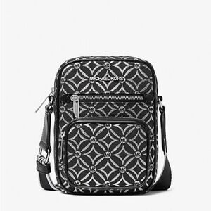 NWT Michael Kors  medium metallic logo jacquard crossbody bag
